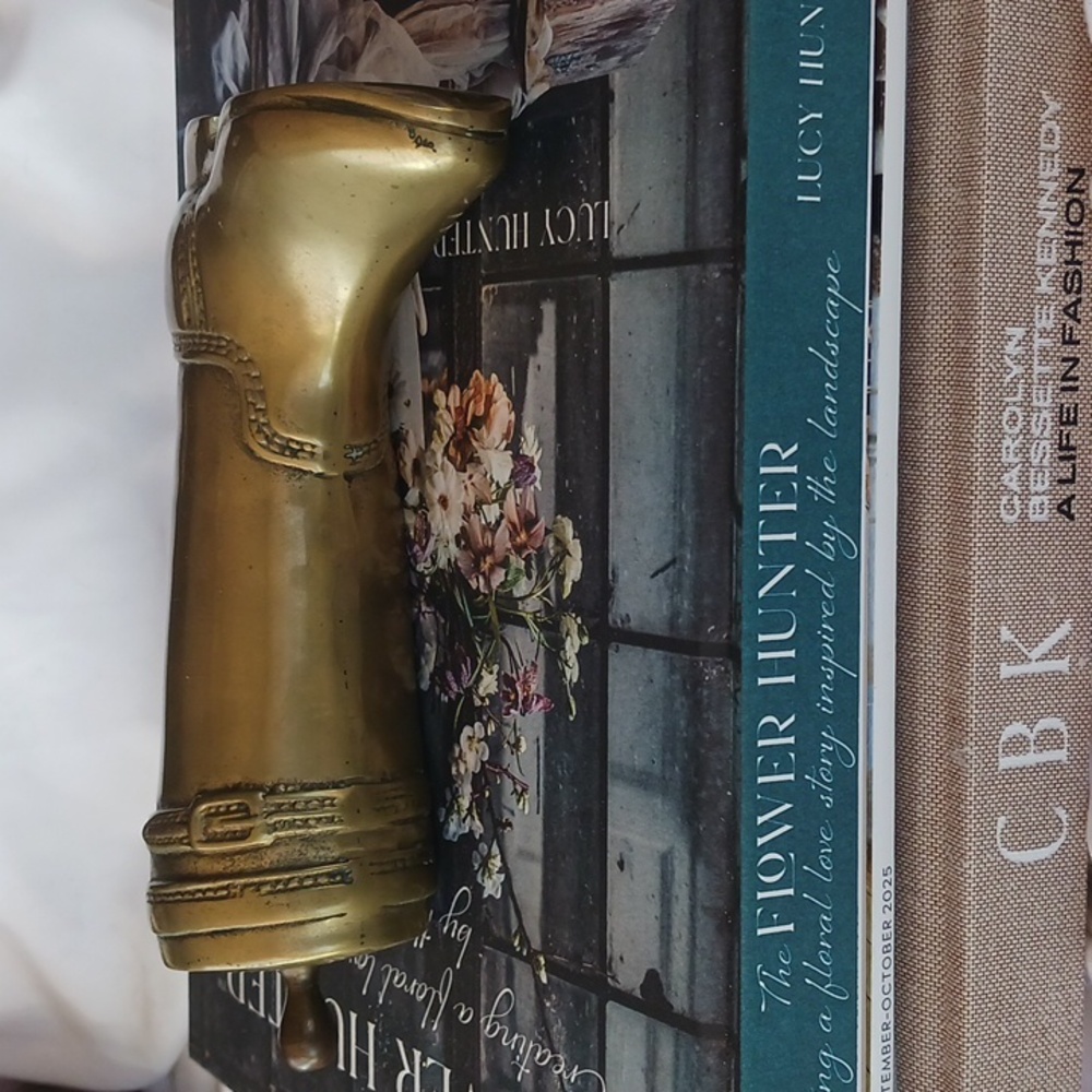 Vintage Brass Riding Boot. Door Stop, Bookend. Equestrian Decor, Ralph Lauren - Picture 10 of 11